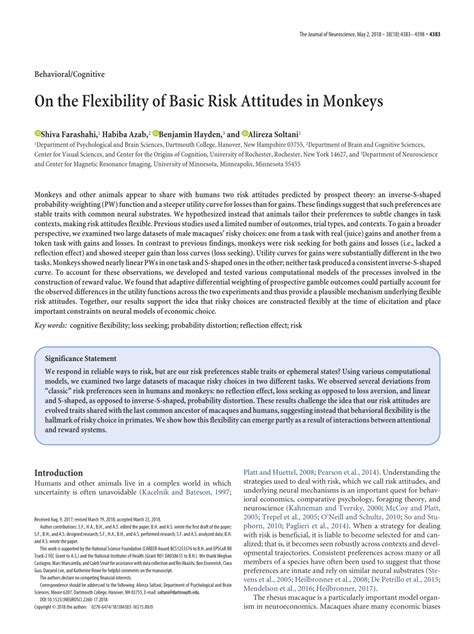 On the Flexibility of Basic Risk Attitudes in Monkeys .